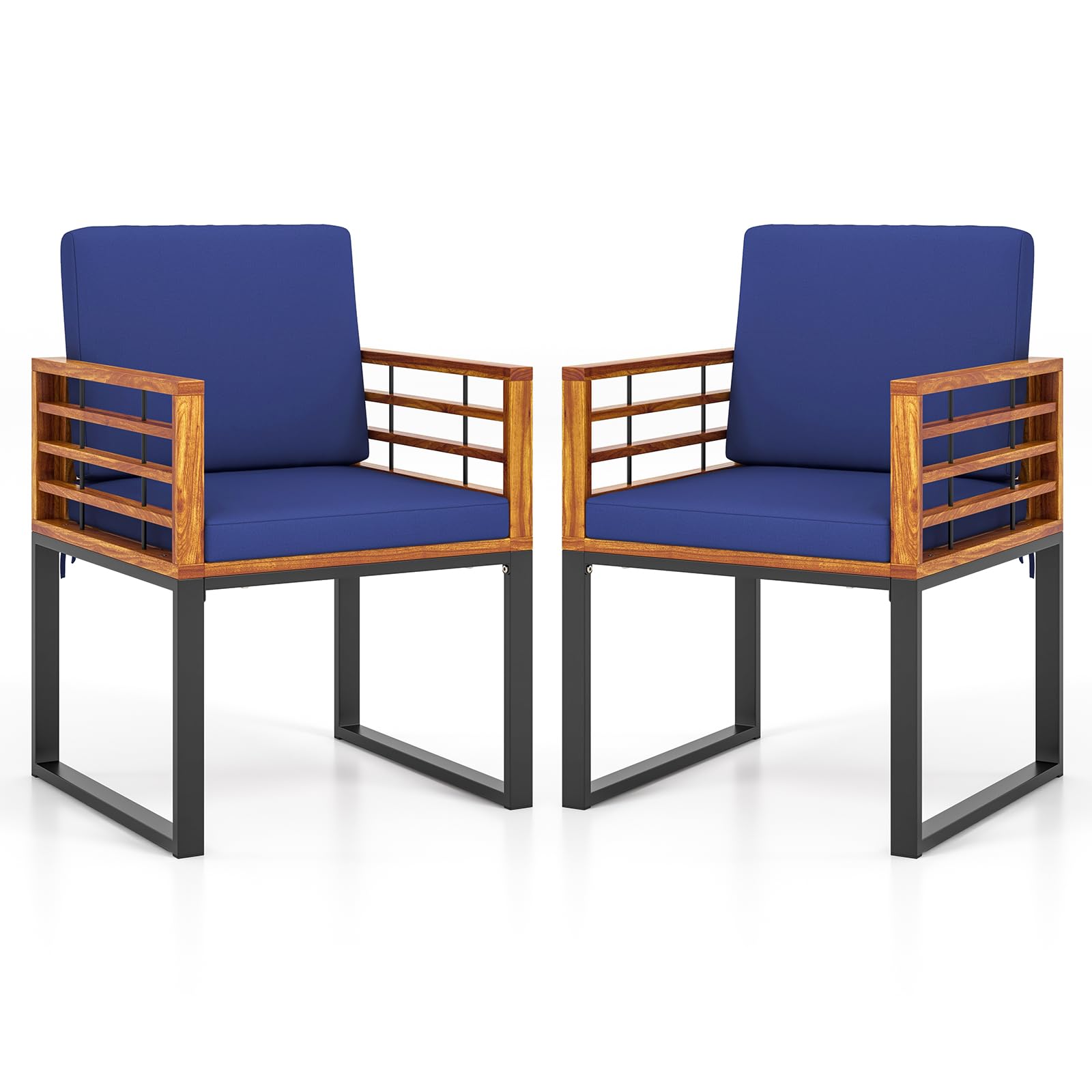 Tangkula Acacia Wood Outdoor Dining Chairs Set of 2/4